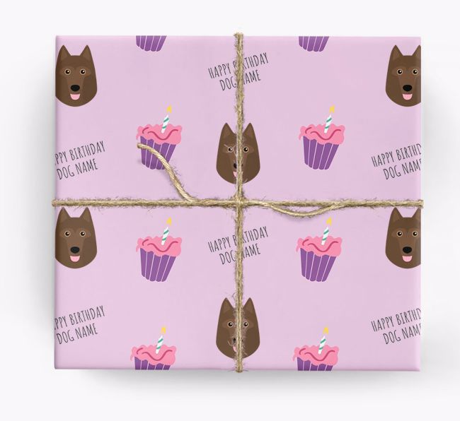 Personalised 'Happy Birthday' Cupcake Wrapping Paper with {breedFullName} Icons